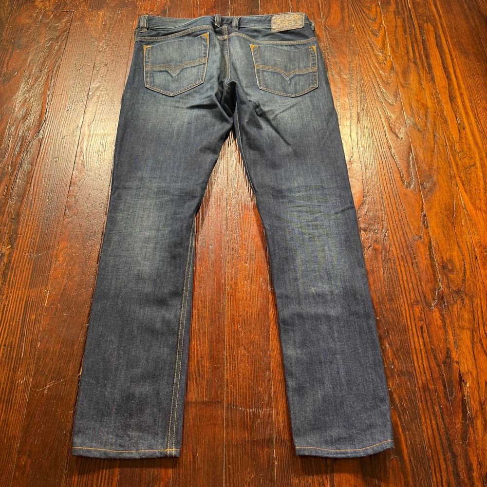 Diesel Safado Jeans Mens 32x32 Blue Slim Straight Button Fly Made in USA Faded - Picture 2 of 10